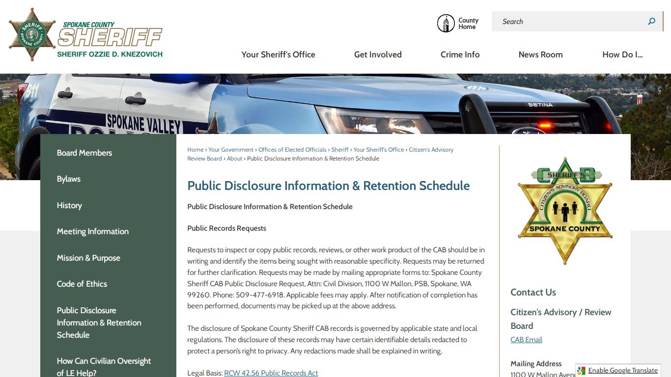 Public Disclosure Information ... - Spokane County, WA